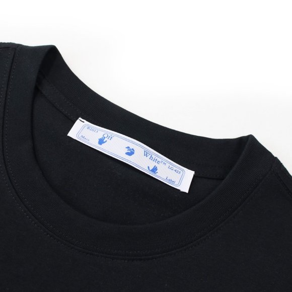 OFF WHIT Center Gold Small Warning Line Behind Large Warning Line Short Sleeve T - Picture 3 of 6